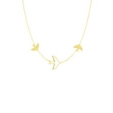 Engin Gold 14k Altın Üçlü Kuş Figürlü Kolye