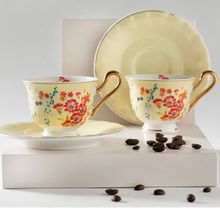 English Home Miranda New Bone China 4 Parça 2 Kişilik 90 ML Açık Sarı Kahve Fincan Takımı