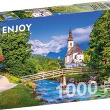 Enjoy 1323 1000 Parça Ramsau'daki Küçük Kilise Almanya Puzzle