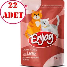 Enjoy Pouch Kuzulu 22x85 gr Yetişkin Yaş Kedi Maması