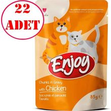 Enjoy Pouch Tavuklu 22x85 gr Yetişkin Yaş Kedi Maması