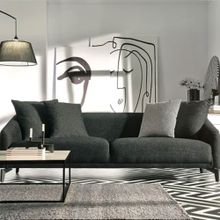 Enza Home 12401 Maison Keten Dokulu Siyah 4'lü Koltuk