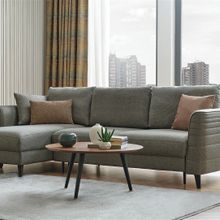 Enza Home 14211 Grace Büyük Kadife Dokulu Kahve Yeşil Yataklı Köşe Takımı