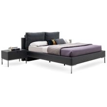 Enza Home 22802 Gri Suni Deri Kumaş 180x200 cm Legato Başlıklı Karyola