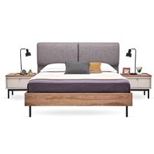 Enza Home 23502 Mavi Keten Dokulu Kumaş 180x200 cm Loreto Başlıklı Karyola