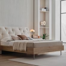 Enza Home Cante 57001 Krem 200x200 cm Başlıklı Karyola
