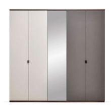 Enza Home Cordell 226x222 cm Beyaz Gri Ceviz 5 Kapaklı Dolap