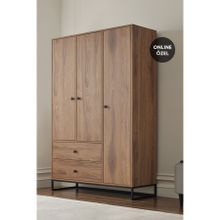 Enza Home YTSGRPIST-11694960 Kalinsta 3 Kapaklı Ceviz Gardrop