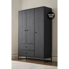 Enza Home YTSGRPIST-11694961 Kalinsta 3 Kapaklı Siyah Gardrop