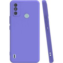 Eonaks Tecno Spark 6 Go Kamera Korumalı Silikon Rubber Arka Kapak Lila Kılıf