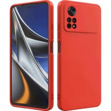 Eonaks Xiaomi Poco M4 Pro Kamera Korumalı Silikon Rubber Arka Kapak Kırmızı Kılıf