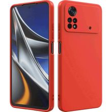 Eonaks Xiaomi Poco X4 Pro 5G Kamera Korumalı Silikon Rubber Arka Kapak Kırmızı Kılıf