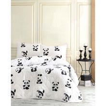 Eponj Home B&W Panda Çift Kişilik Kapitone Yatak Örtüsü Takımı