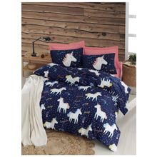 Eponj Home Magic Unicorn Lacivert Çift Kişilik Nevresim Takımı