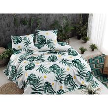 Eponj Home Monstera Yeşil Çift Kişilik Baskılı Pike Takımı