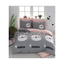 Eponj Home Tavşancık Açık Kahve Gri Pembe Çift Kişilik Nevresim Takımı