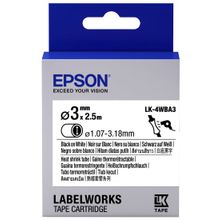 Epson Lk-4wba3 Isıyla Daralan Siyah Üzeri Beyaz 3 mm 2,5 m Etiket