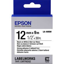 Epson LK-4YBW Strong Siyah Üzeri Beyaz 12 mm 9 m Etiket