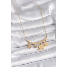 Erbilden ERB 316L Çelik Gold Renk Fil Figür Zirkon Taş Detay Kadın Kolye