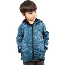 Erkek Çocuk Mavi Gemi Desenli Içi Polar Yağmurluk - 1011655
