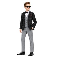 Erkek Çocuk Slim Fit Dokulu Çizgili Spor Takım Elbise AK195-196, SİYAH, 2 YAŞ