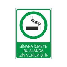 Este Uyarı Levhaları Sigara İçmeyebu Alanda İzin Verilmiştir 25x35 cm Uyarı Levhası