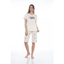 Estiva 22065 Kadın Palmiye Desenli Viskon Kısa Kollu Kaprili Pijama Takımı