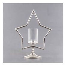 Euro Flora 38x12x51 cm Dekoratif Metal Yıldız Standlı Cam Mumluk