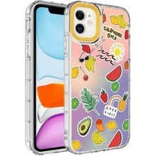 Evastore Apple iPhone 12 Kamera Korumalı Renkli Desenli Sert Silikon Korn Kapak Kılıf