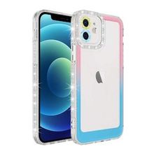 Evastore Apple iPhone 12 Simli ve Renk Geçiş Tasarımlı Lens Korumalı Park Kapak Kılıf