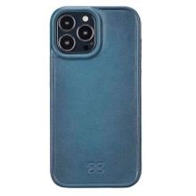 Evastore Apple iPhone 13 Pro Max Uyumlu Hull BRN4EF Mavi Deri Arka Kapak Kılıf