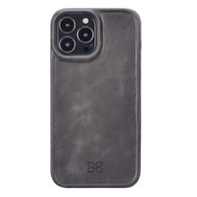Evastore Apple iPhone 13 Pro Max Uyumlu Hull TN18EF Gri Deri Arka Kapak Kılıf