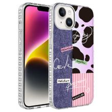 Evastore Apple iPhone 14 Airbag Kenarlı Renkli Desenli Silikon Zore Elegans Kapak Kılıf