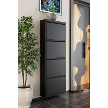 Evdemo 4 Kapaklı Metal Ayakkabılık Siyah