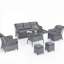 Evdemo Eren Rattan Puflu 3+1+1 Antrasit Bahçe Balkon Takımı