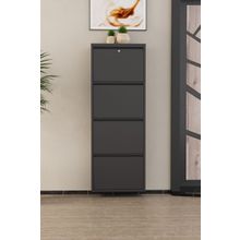 Evdemo Kilitli 4 Kapaklı Metal Ayakkabılık Antrasit