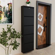 Evdemo Kilitli 5 Kapaklı Metal Ayakkabılık Siyah