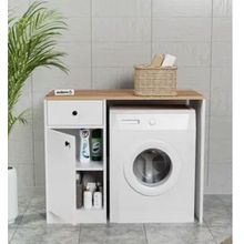 Evdemo Sena Atlantik Çam Beyaz 106x60x88 CM Çamaşır Makinesi Dolabı