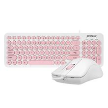 Everest KM-01K Pembe Usb Yuvarlak Tuşlu 3D Mouse Combo LC Layout