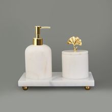Evidea Bath Beyaz Gold 3'lü Mermer Banyo Seti