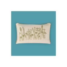 Evidea Soft Green Culture Ekru 30x50 cm Nakışlı Kırlent