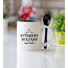 Evimizin Sultanı Siyah Kaşıklı Kupa Bardak