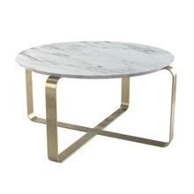 Evka Alonzo Metal Ayak Eskitme Pirinç Beyaz Mermer Tabla Orta Sehpa