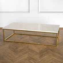 Evka Potrica Pirinç Ayak Bej Mermer Tabla Orta Sehpa