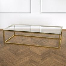 Evka Potrica Pirinç Ayak Şeffaf Cam Tabla Orta Sehpa