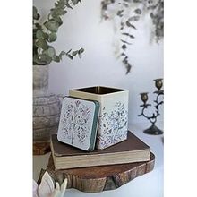 Evle ER024-2E Botanica Yellow Desenli Kare Metal 12x12 cm Saklama Kabı