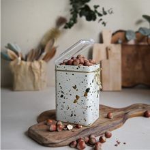 Evle ER043-9G Terrazzo Cream Desenli Dikdörtgen Metal Saklama Kabı