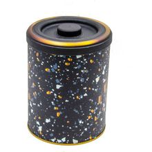 Evle ER188-1H Terrazzo Black Desenli Yuvarlak Metal Saklama Kabı