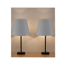 EVLight Black 2'li Abajur Metal Masa Lambası Antrasit