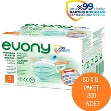 Evony 3 Katlı Filtreli Burun Telli 300 Adet Cerrahi Maske